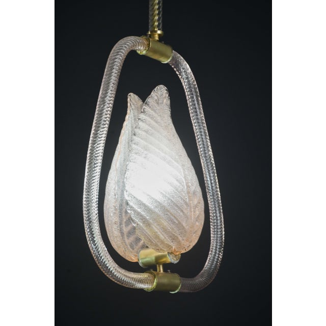 Art Deco 1970s Elegant Pink Art Decò Barovier E Toso Pendant Light Murano Glass For Sale - Image 3 of 11