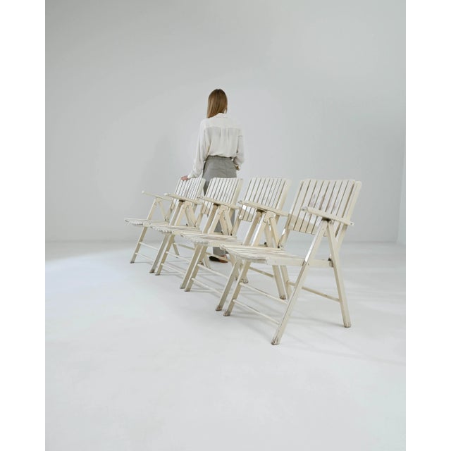Off-white 20th Century French Wooden Garden Chairs, Set of Four For Sale - Image 8 of 12