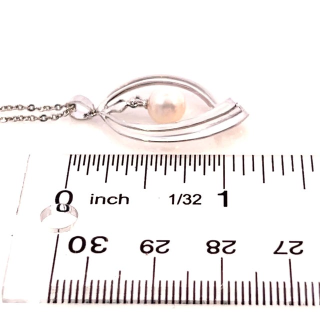 1990s 1990s Mikimoto Estate Akoya Pearl Necklace 16" Sterling Silver 6.75 mm For Sale - Image 5 of 6