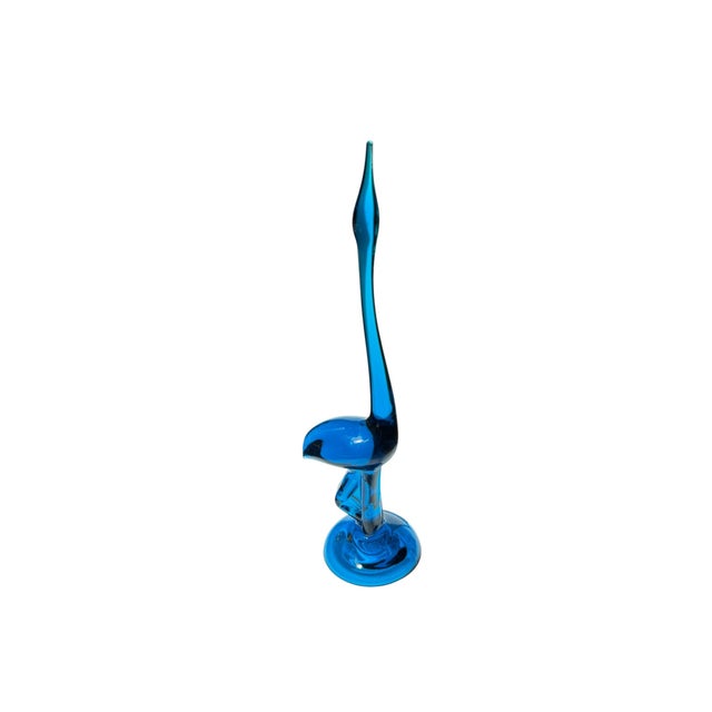 1960s Blue Viking Glass Bluenique Egret Crane Figurine For Sale - Image 6 of 11