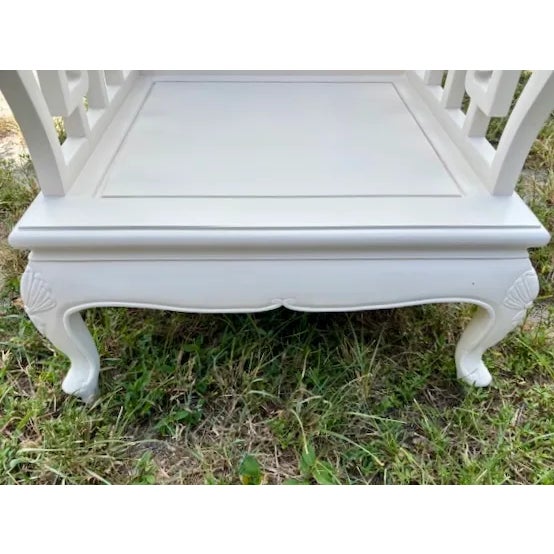 Chinoiserie Arm Chair #1 in Fresh Ivory Lacquered Finish For Sale - Image 10 of 11