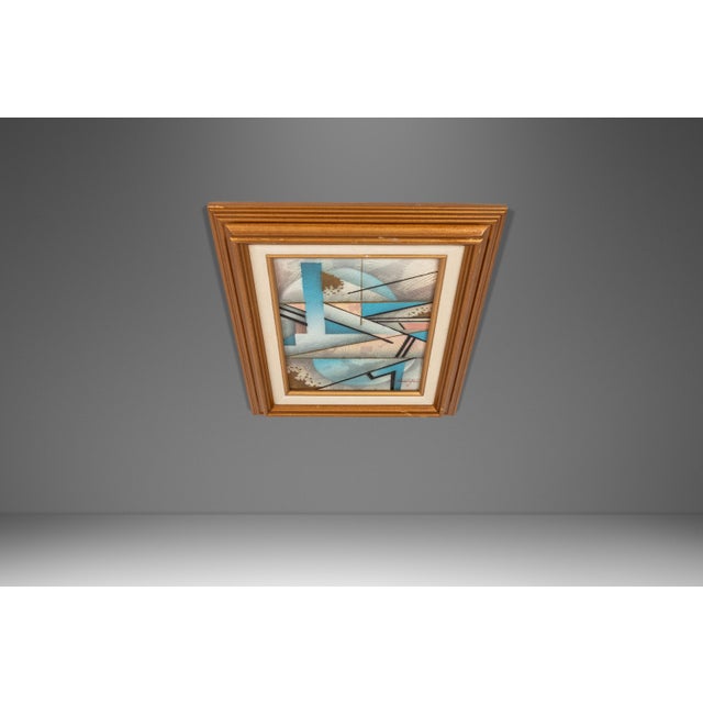 Framed / Signed Mid-Century Modern Geometric Abstraction Oil on Canvas Painting by Fred Blassingham, Usa, C. 1980s For Sale - Image 4 of 15