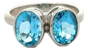Two Stone Ring by Carat&her / 5.09 Carat Blue Topaz Gemstone Promise Ring in Silver- Size 7
