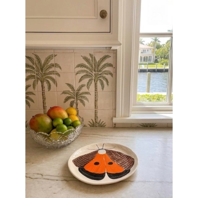 Vintage Studio Ceramic Moth Decorative Plate For Sale - Image 9 of 12