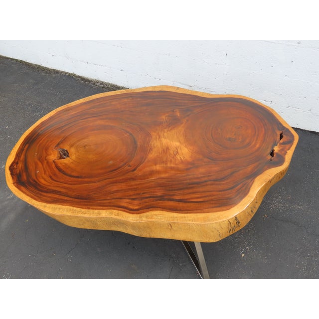 Rustic Natural Live Edge Wood Tree Slice Side Large Coffee Table 6891 For Sale - Image 18 of 18