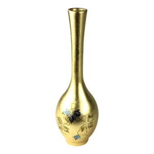Gold Leaf Hand Painted Asian Lacquer Vase