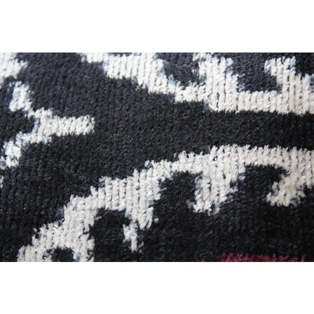 Red Contemporary Handmade Velvet Ikat Pillow For Sale - Image 8 of 13