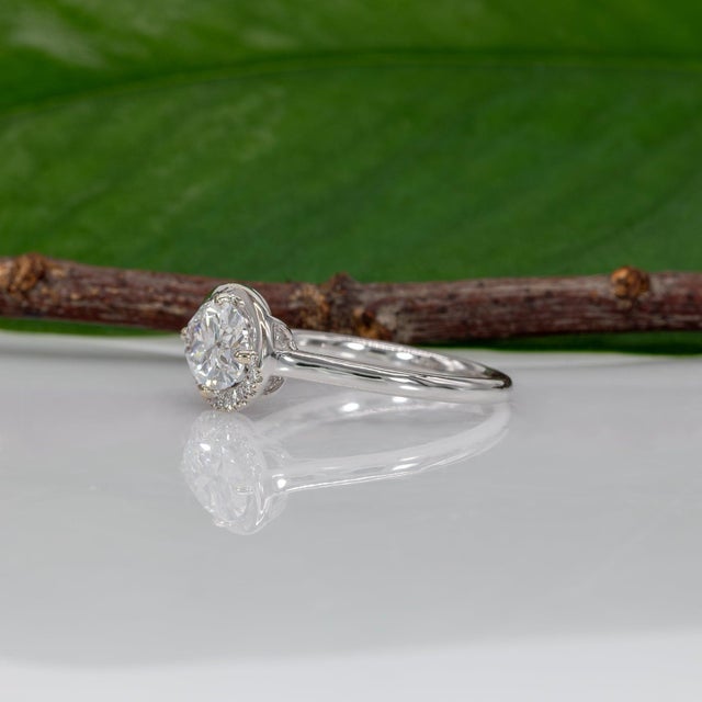 Silver 1.5Ct Lab Grown Diamond Engagement Ring With Diamond Accents: Solid 14k Gold, Size 6.75 For Sale - Image 8 of 10