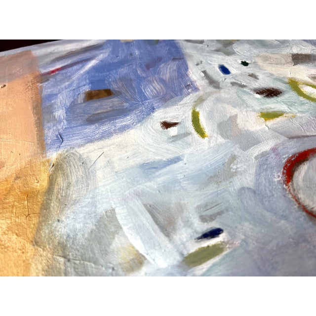 Abstract expressionist painting of acrylic and oil pastel. Title: It’s The Little Things The sides are painted white and...