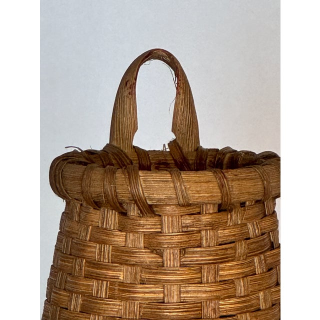 Rustic 1900s Antique Woven Shaker Basket With Hook For Sale - Image 3 of 6