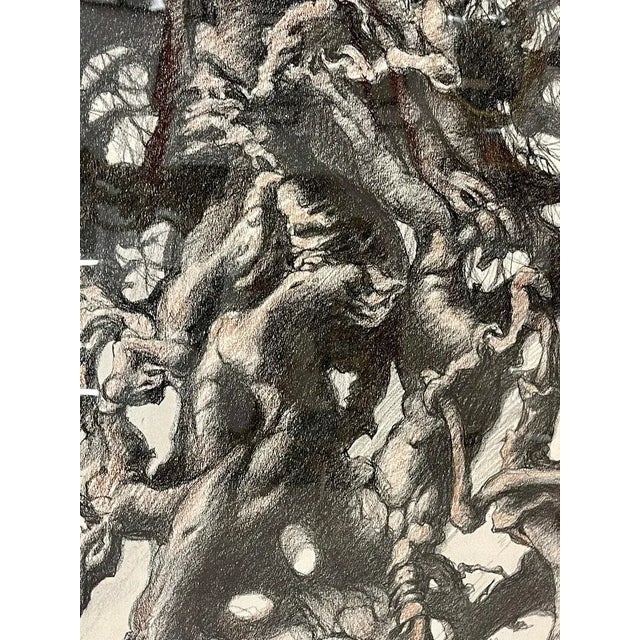 Wood Eccentric Art Nouveau Rustic Frame With a Signed Paul Gorka Print For Sale - Image 7 of 13