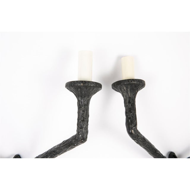 Vintage Carole Gratale Giacometti Style Two-Light Wall Sconce—A Pair For Sale - Image 4 of 6