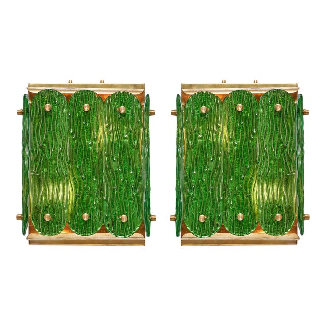 Murano Glass Emerald Green Sconces For Sale