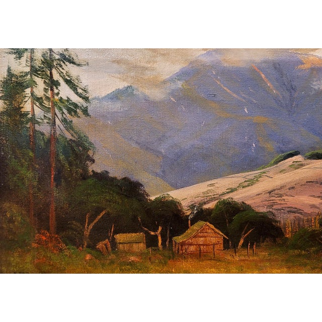 James Everett Stuart-1920s Junipero Serra Peak on a Ranch House Landscape-Oil Painting For Sale - Image 4 of 9