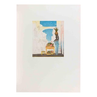 Normanno Soscia, Vase Carrier and Fruits, Etching, 1980 For Sale
