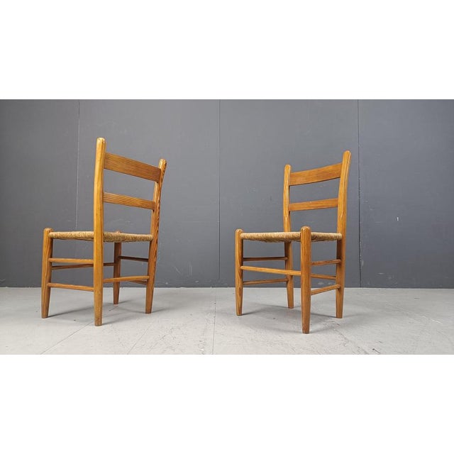 Mid-Century Oak and Wicker Dining Chairs, 1970s, Set of 4 For Sale - Image 10 of 13