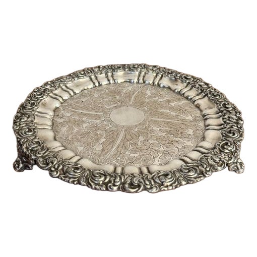 Antique Edwardian Silver Plated Tray, 1900 For Sale