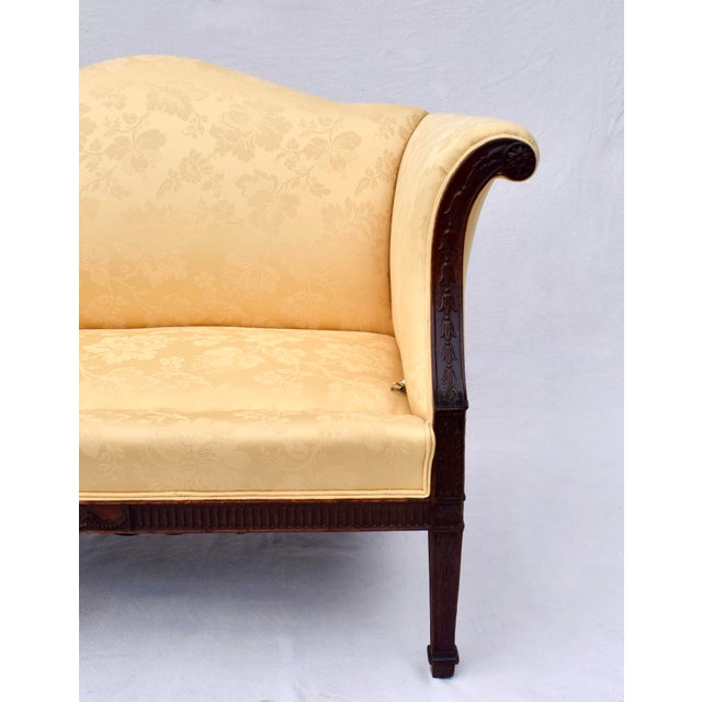 English Chippendale Style Mahogany Camel Back Roll Arm Settee For Sale - Image 9 of 12