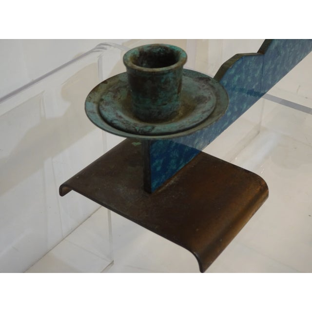 Memphis Copper Enameled Steel Candle Stick Center Piece For Sale - Image 9 of 10