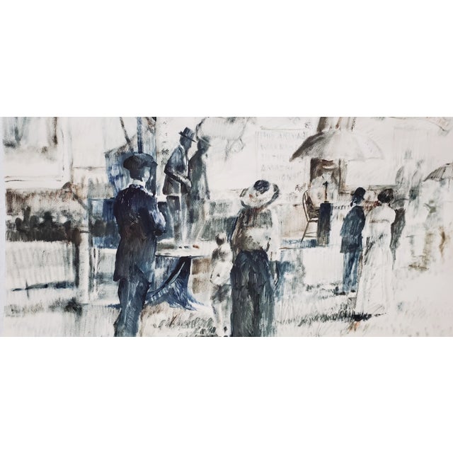 Figures at an Early 20th Century Carnival Original Watercolor by Vaughn C.1976 For Sale In San Francisco - Image 6 of 8