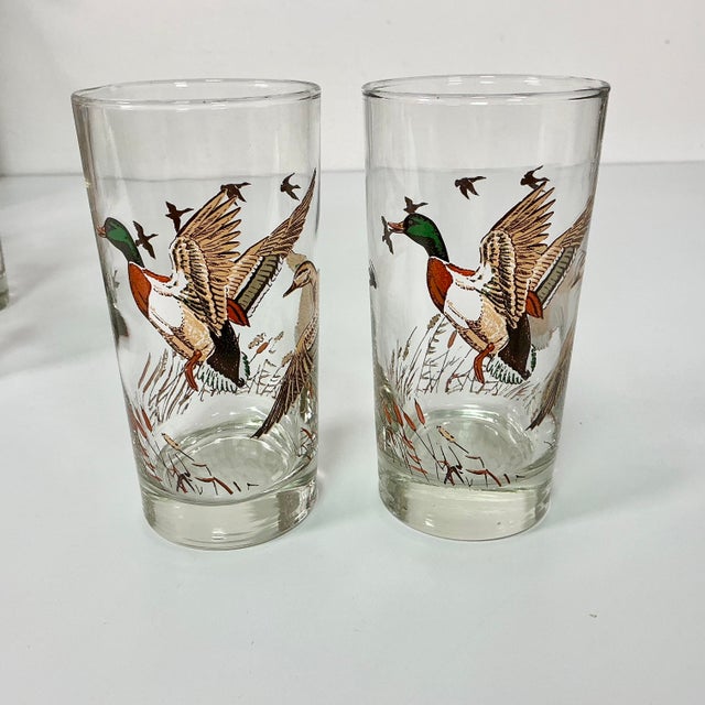 Mid-Century Rustic Americana Libbey Mallard Duck Tumblers - Set of 8, Thanksgiving. For Sale - Image 9 of 12