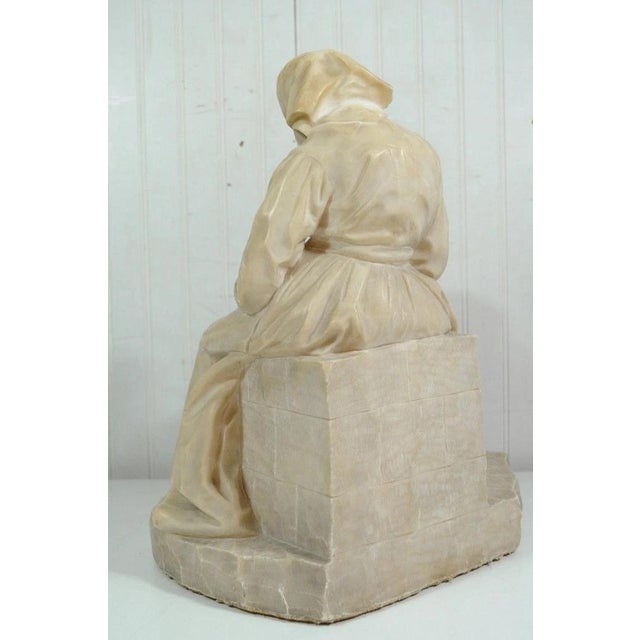 Early 20th Century E Battiglia La Favola Della Nonna Alabaster Italian Sculpture Tale of Grandma For Sale - Image 10 of 13