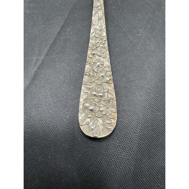 Early 20th Century Antique Stieff Rose Sterling Silver 5.875" Flat Handle Teaspoons Set 12 Monogram For Sale - Image 5 of 12