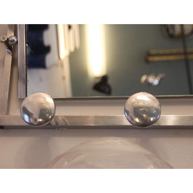French Art Deco Aluminum Coat Rack with Mirror, 1940s For Sale - Image 6 of 12