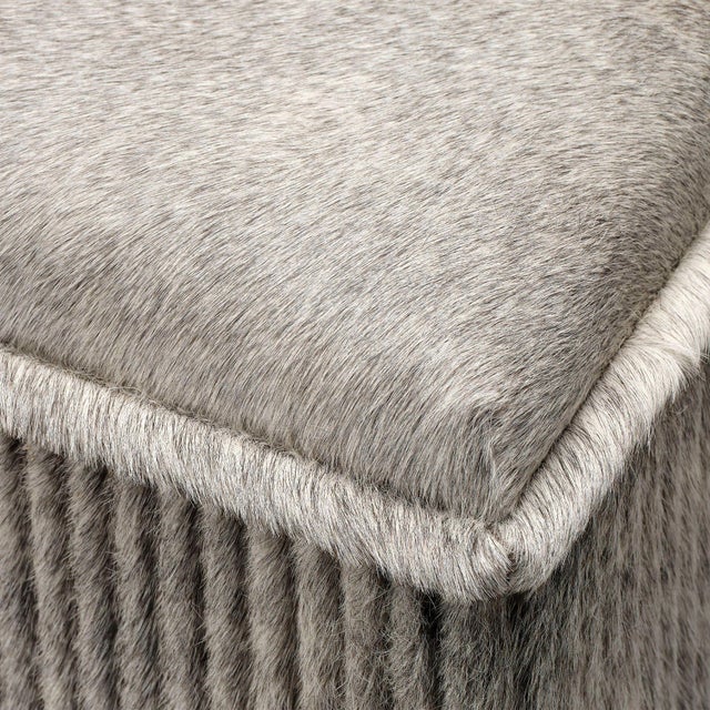 Jamie Young Easton Ottoman, Grey Hide For Sale - Image 4 of 5