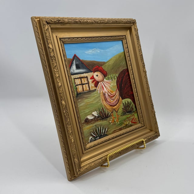 Red Original Rooster Painting by Miami Artist Nuria Mesa "Gallito Kikirikí" For Sale - Image 8 of 12