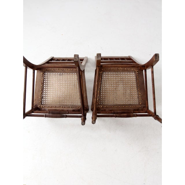 Brown Antique Eastlake Side Chairs With Cane Seats Pair For Sale - Image 8 of 13