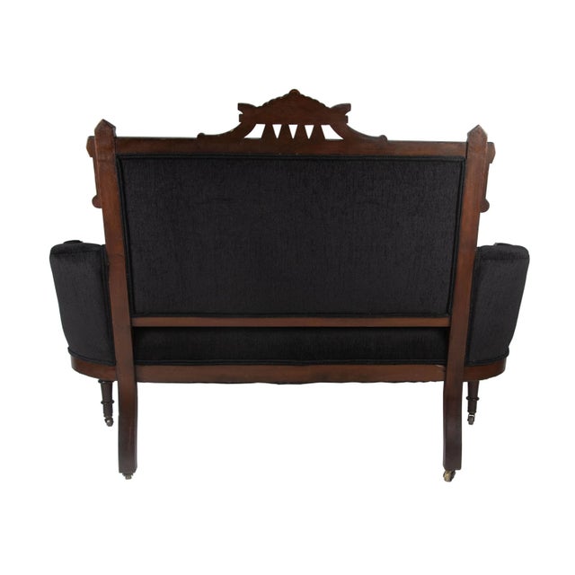 Traditional Late 19th Century Eastlake Loveseat Featuring Black and White Silhouette For Sale - Image 3 of 6