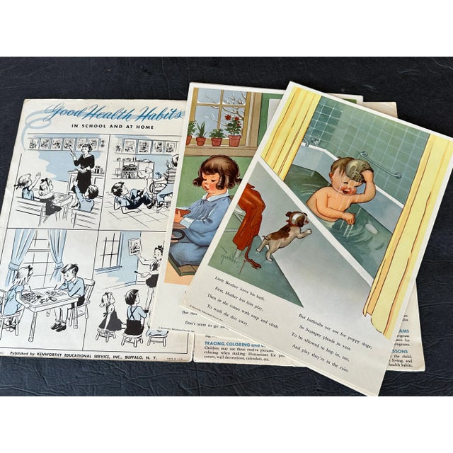 Illustration Vintage Children's School Classroom Poster Set For Sale - Image 3 of 11