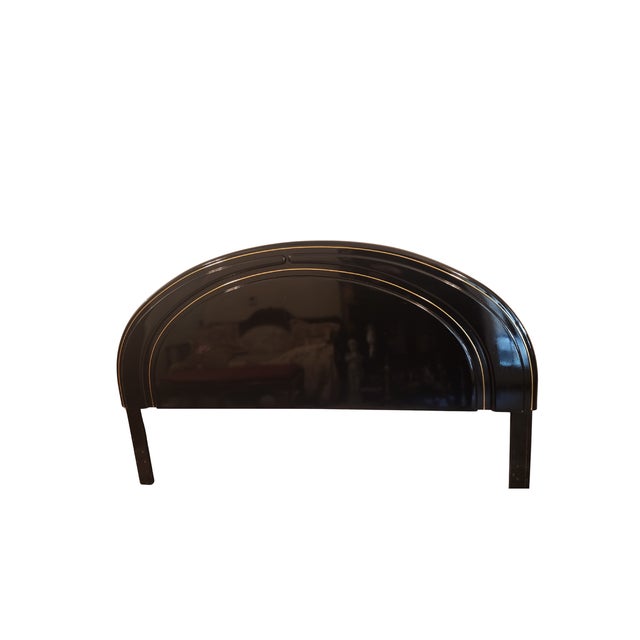 1970s 1970s Lane Altavista Gloss Black King Headboard With Gold Trim – Dorothy Draper Espana Style For Sale - Image 5 of 9