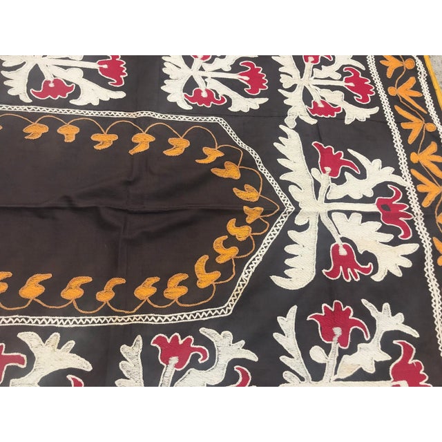 Textile Traditional Tablecloth / Vintage Suzani Tapestry - 3'9" x 3'5" For Sale - Image 7 of 8