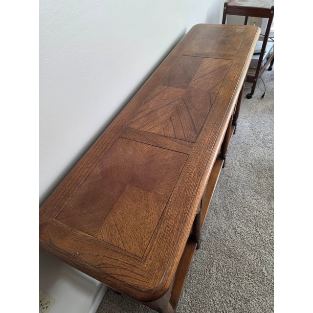 1950s Herman Couch Console Table Solid Oak Three Drawers No Mirror For Sale In Cleveland - Image 6 of 8