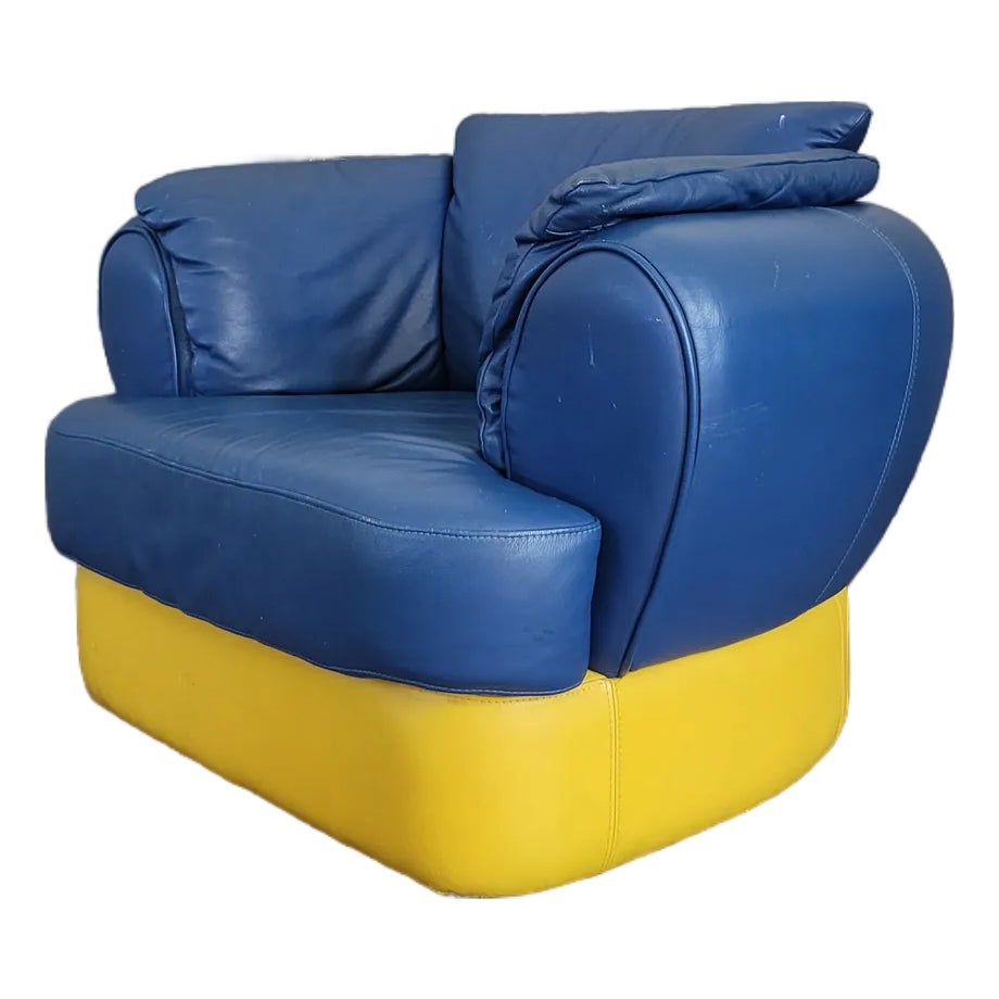 1980s Postmodern Wilma Salotti Oversized Leather Chair | Chairish