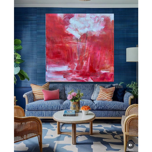 "Full Bloom" by Trixie Pitts Large Striking Abstract Oil Painting on Canvas For Sale - Image 11 of 13