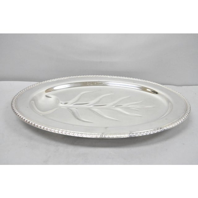 Vintage w.m. Rogers 810 Regency Silver Plated Oval Meat Cutlery Serving Platter For Sale - Image 4 of 13