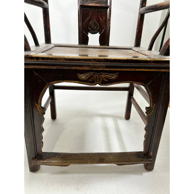19th C Chinese High Yoke Back Chairs- a Pair For Sale - Image 9 of 10