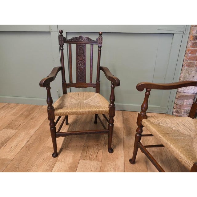 Gothic Carved Oak Carver Chairs, Set of 2 For Sale - Image 6 of 7