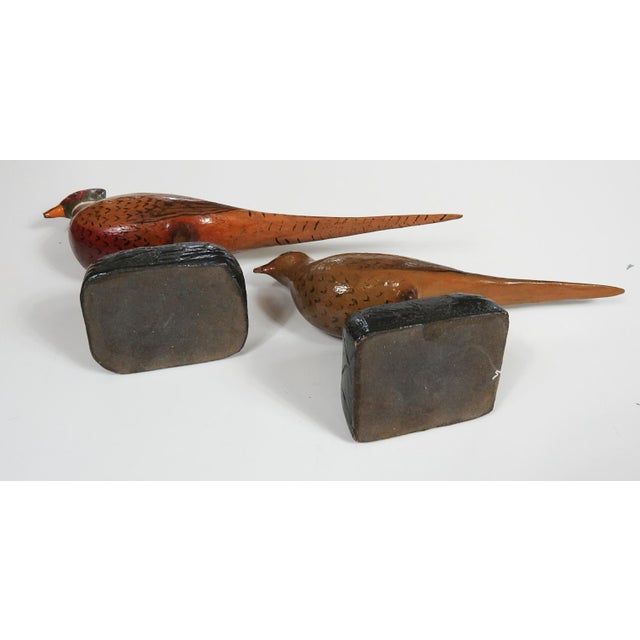 Early 20th Century Folk Art Pheasant Carvings - A Pair For Sale - Image 14 of 14