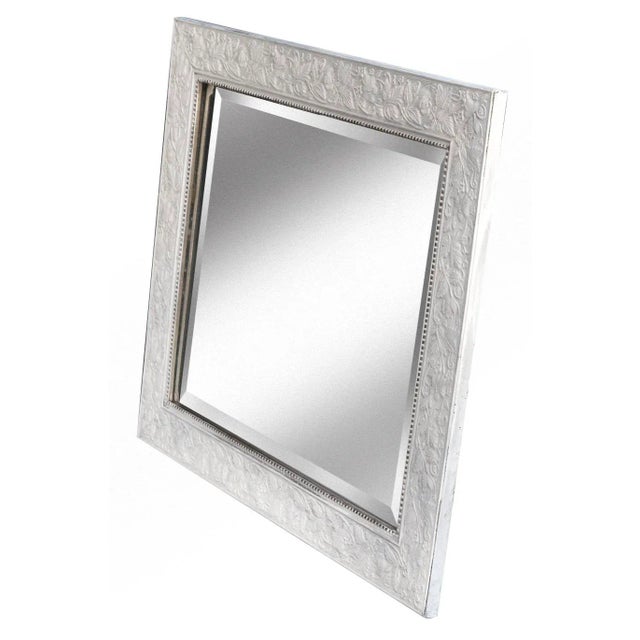 Flat Framed Beveled Mirror With Leaves & Beaded Trim For Sale - Image 4 of 5