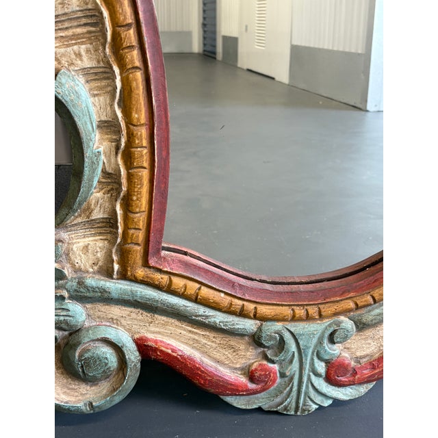 Early 20th Century Early 20th Century Rococo Hand Carved Wooden Mirror For Sale - Image 5 of 11