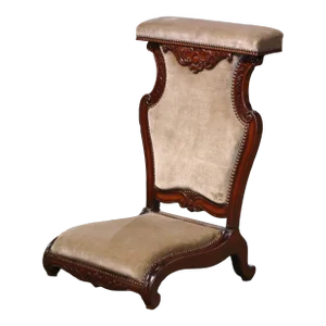19th Century French Napoleon III Carved Mahogany Prayer Bench With Green Velvet