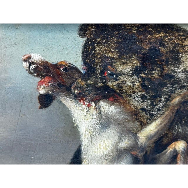 Wood 19th Century Oil Painting at Bay: Bear and Hounds in Combat in the Manner of Richard Ansdell For Sale - Image 7 of 17