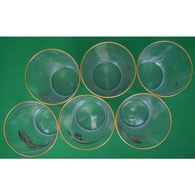Brown Set X 6 Cyril Gorainoff Hand Enamel Painted Gamebird Highball Cocktail Glasses For Sale - Image 8 of 9