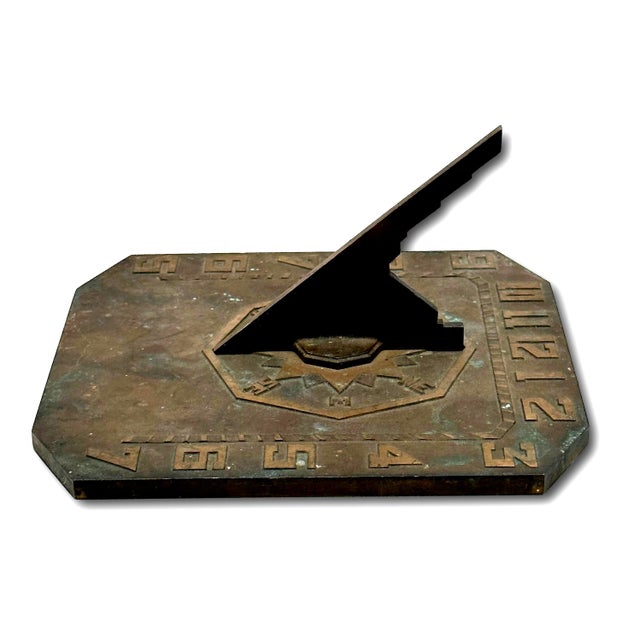 Unusual & Very Good Quality Art Deco Antique American Solid Cast Bronze Garden Sundial - Circa Early 20th Century For Sale - Image 11 of 18