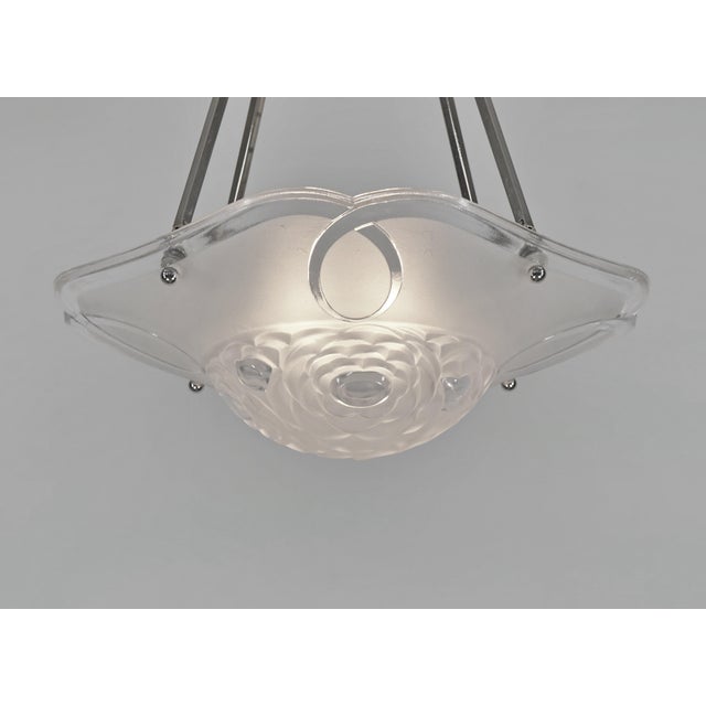French Art Deco Pendant Light by Degue 1930 France For Sale - Image 9 of 11