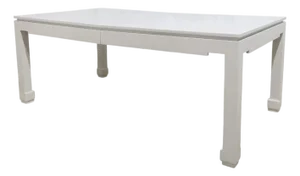 Karl Springer Style Lacquered Linen Extension Dining Table